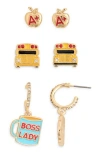Baublebar 3-piece Back To School Earrings Set