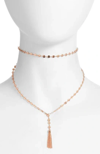 Baublebar Abbie Tiered Y-choker In Rose Gold