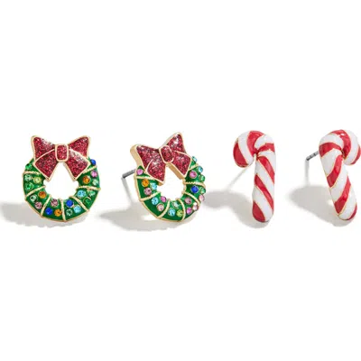 Baublebar Assorted 2-pack Mint & Mistletoe Stud Earrings In Red