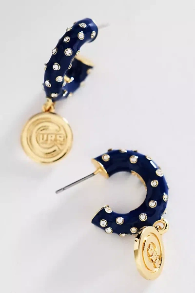 Baublebar Baseball Enamel Hoop Earrings In Gold