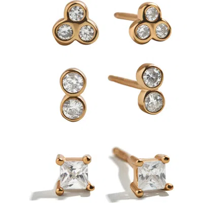 Baublebar Beckett Set Of 3 Water Resistant Stud Earrings In Gold