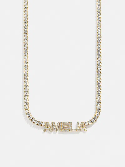 Baublebar Billie 18k Gold Tennis Custom Nameplate Necklace