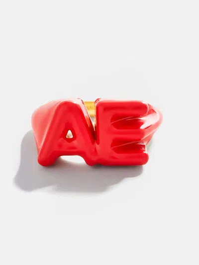 Baublebar Block Enamel Custom Initial Ring In Red