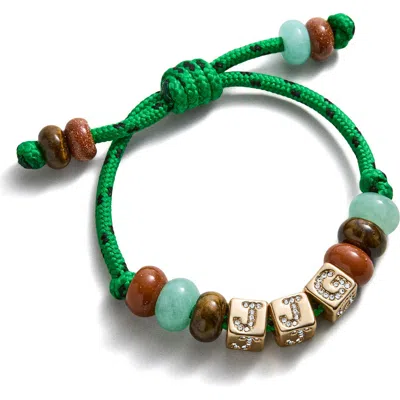 Baublebar Block Letter Semi-precious Bead Cord Bracelet In Green