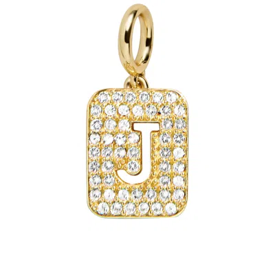 Baublebar Block Pavé Initial Cluster Charm In Gold