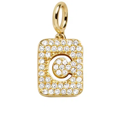 Baublebar Block Pavé Initial Cluster Charm In Gold