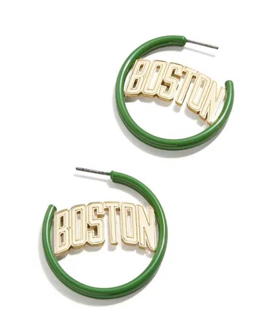 Baublebar Boston Celtics Enamel Hoop Earrings In Green