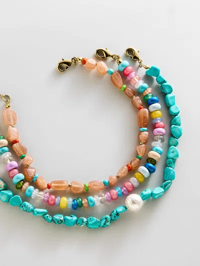 Baublebar Brooke Semi-precious Waterproof Anklet Set In Blue