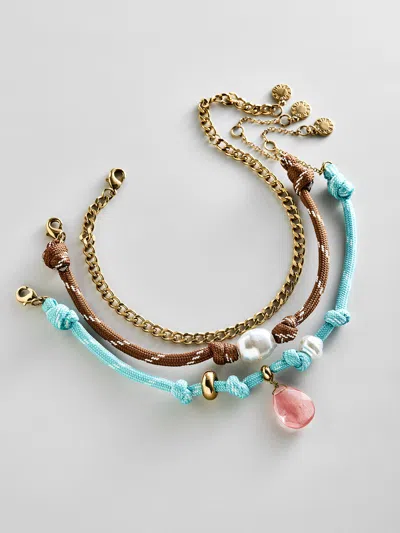 Baublebar Brooke Semi-precious Waterproof Anklet Set In Multi