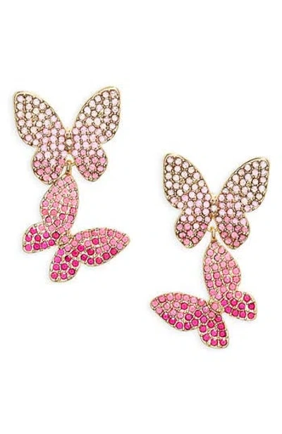 Baublebar Butterfly Pavé Crystal Drop Earrings In Pink