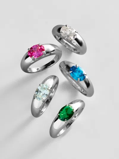 Baublebar Cigar Band Custom Birthstone Ring In Silver