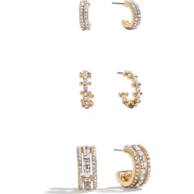 Baublebar Claudia Set Of 3 Crystal Huggie Hoop Earrings In Gold