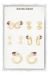 Baublebar Crystal & Faux Pearl 5-pack Earring Set In Gold