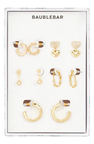 Baublebar Crystal & Faux Pearl 5-pack Earring Set In Gold