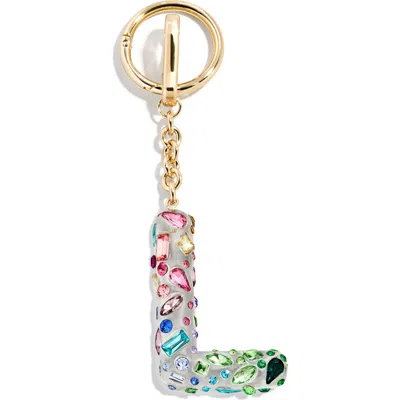 Baublebar Crystal Initial Key Ring Bag Charm In Clear Multi - L