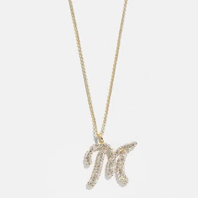 Baublebar Crystal Initial "m" Necklace In Gold/pavé In Pink