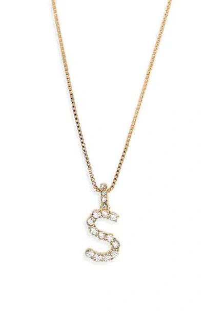 Baublebar Crystal Initial Pendant Necklace In Gold