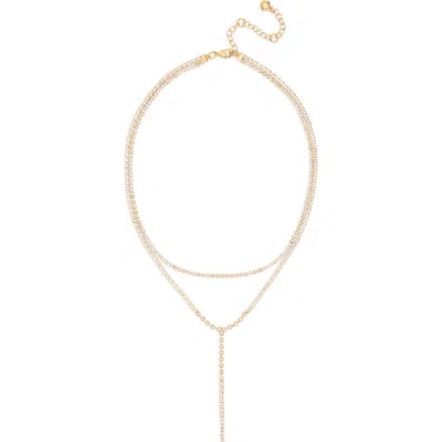 Baublebar Crystal Layered Y-necklace In Gold