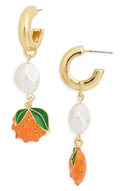 Baublebar Crystal Pineapple Drop Hoop Earrings In Gold