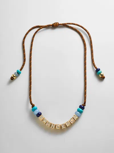 Baublebar Custom Block Letter Semi-precious Paracord Necklace In Metallic