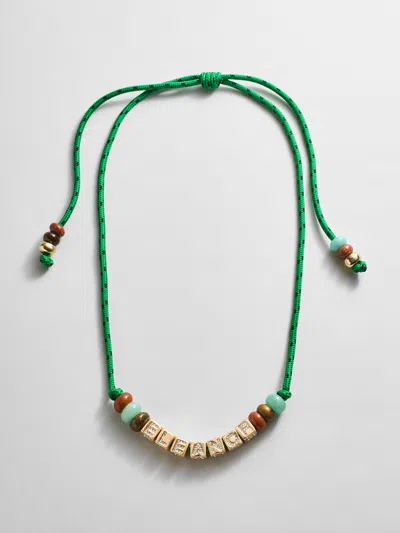 Baublebar Custom Block Letter Semi-precious Paracord Necklace In Green