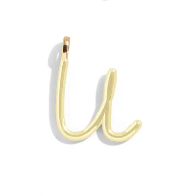 Baublebar Custom Butter Yellow Enamel Script Letter Charm In Gold