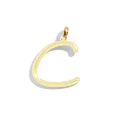 Baublebar Custom Butter Yellow Enamel Script Letter Charm In Gold