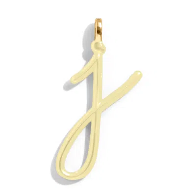 Baublebar Custom Butter Yellow Enamel Script Letter Charm In Gold