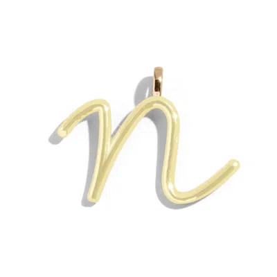 Baublebar Custom Butter Yellow Enamel Script Letter Charm In Gold