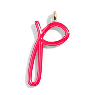 Baublebar Custom Cherry Red Enamel Script Letter Charm In Pink