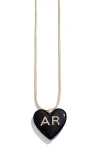 Baublebar Custom Initial Enamel Heart Pendant In Black