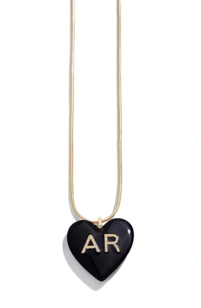 Baublebar Custom Initial Enamel Heart Pendant In Black