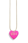 Baublebar Custom Initial Enamel Heart Pendant In Pink