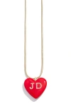 Baublebar Custom Initial Enamel Heart Pendant In Red