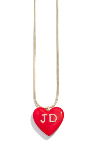 Baublebar Custom Initial Enamel Heart Pendant In Red