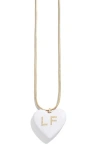Baublebar Custom Initial Enamel Heart Pendant In White