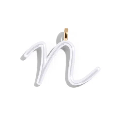 Baublebar Custom Pure White Enamel Script Letter Charm