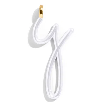 Baublebar Custom Pure White Enamel Script Letter Charm