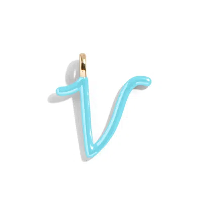 Baublebar Custom Turquoise Enamel Script Letter Charm In Blue