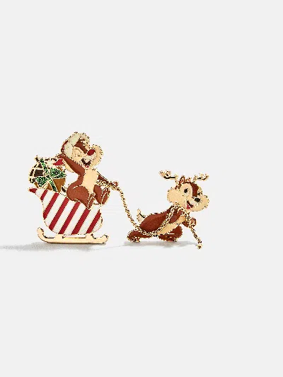 Baublebar Disney Chip ‘n Dale Sledding Pin In Gold