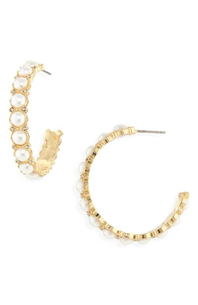 Baublebar Eloise Faux Pearl Hoop Earrings In Gold