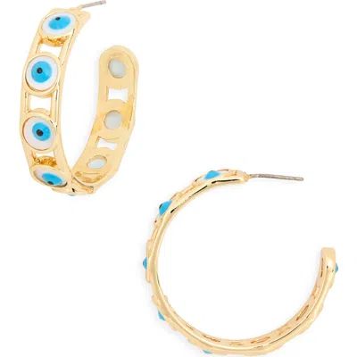 Baublebar Evil Eye Lined Hoop Earrings In Blue
