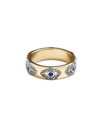 Baublebar Eye To Eye Blue Crystal Evil Eye Band Ring In Gold Tone In Blue/gold