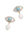 Baublebar Evil Eye Freshwater Pearl Drop Earrings In Blue/gold