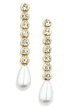 Baublebar Faux Pearl & Cubic Zirconia Linear Drop Earrings In Gold