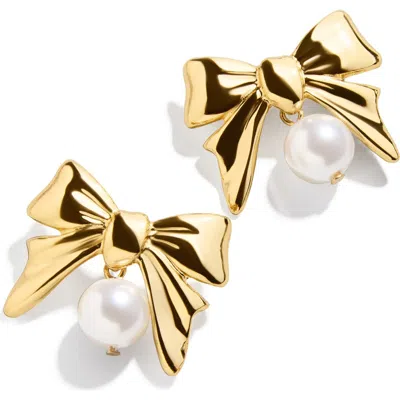 Baublebar Faux Pearl Bow Drop Earrings In Gold