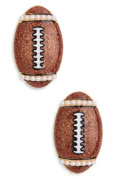 Baublebar Faux Pearl Enamel Football Stud Earrings