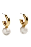 Baublebar Faux Pearl Huggie Hoop Earrings In Gold