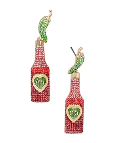 Baublebar Feeling Saucy Pave Hot Sauce Bottle Drop Earrings In Gold Tone In Red/green