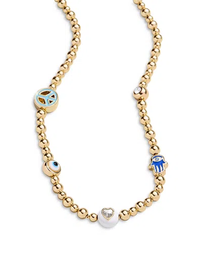 Baublebar Fortune Favors Mixed Charm Beaded Collar Necklace, 17-20 In Pink Multi